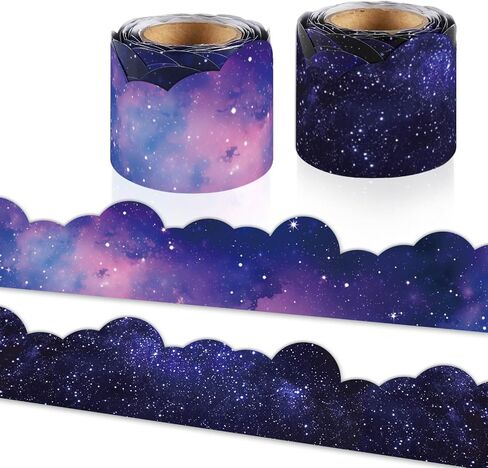 Space Bulletin Board Borders, Space Theme Classroom Decorations, 84ft Galaxy Classroom Decor Rocket Starry Sky Scalloped Borders for Teacher Back to School Classroom Door Wall Decor, 4 Patterns in Saudi Arabia