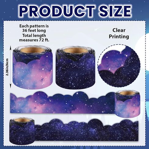Space Bulletin Board Borders, Space Theme Classroom Decorations, 84ft Galaxy Classroom Decor Rocket Starry Sky Scalloped Borders for Teacher Back to School Classroom Door Wall Decor, 4 Patterns in Saudi Arabia