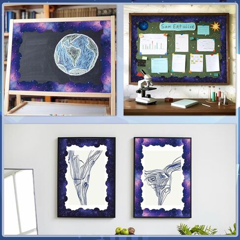 Space Bulletin Board Borders, Space Theme Classroom Decorations, 84ft Galaxy Classroom Decor Rocket Starry Sky Scalloped Borders for Teacher Back to School Classroom Door Wall Decor, 4 Patterns in Saudi Arabia