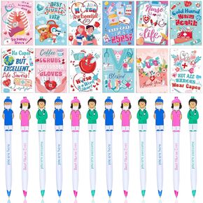 HOWAF 24 Pack Nurse Notebooks Ballpoint Pens Set,Nurse Appreciation Week Party Favors Small Pocket Nurse Inspirational for Nurse Graduation RN Graduation Thank You Nurse Gifts Office Supplies