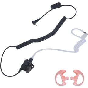 2.5mm Surveillance Listen Only Earpiece Theatro Headphone Acoustic Coiled Tube Headset Receiver for Harris Police Radio XG25 XG75 P7300 Walkie Talkie Microphone Speaker Shoulder Mic Jack