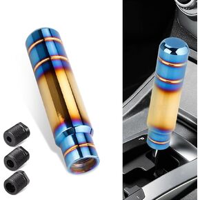 Pack-1 Car Gear Shift Knobs, Aluminum Alloy Gear Shift Lever, Transmission Handle with 3 Threaded Adapters, Automobile Modification Accessories, Universal for Most Cars, Trucks, SUVs (Silver)