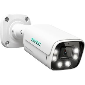 SV3C 4K POE IP Camera Outdoor, 8MP POE Security Camera with 120°Wide Angle, Smart Motion Detection, IR/Color Night Vision, Two-Way Audio, Metal Shell, RTSP, SD Card Record, Onvif Conformant(Wired)