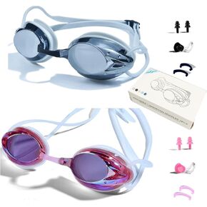 Swimming Goggles 2 pack, Professional Kids Swim Goggles Anti Fog UV Protection Clear Vision No Leaking for Men Women