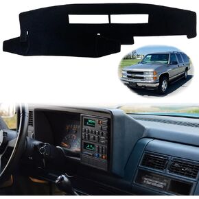Dashboard Dash Board Cover Mat Pad Carpet Non-Slip Custom Compatible with Chevy Chevrolet/GMC Sierra C1500 C2500 C3500 K1500 K2500 K3500 Pickup Truck Yukon/Chevy Blazer Suburban (Black Trim)