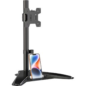 WALI Single Monitor Stand, Monitor Stand for Desk, Freestanding Desk Mount, Fits Screen Up to 32", 22lb for HP Acer LG Monitor with mount base for Phone Hold, Mounting Holes 75 to 100mm (MF001), Black