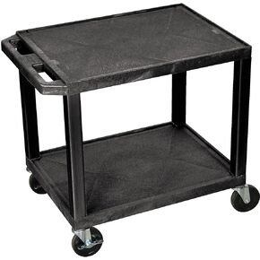 LUXOR WT26 26"H AV Cart - Two Shelves - Black Legs