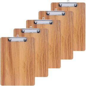 Wooden Clipboard, 6 Pack A5 Clipboard, 6 x 9 Inch Memo Clipboards, Small Clipboards, Wood Grain File Clipboards Low Profile Clip, Hardboard Office Clipboards