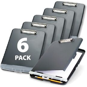 Officemate Slim Clipboard Storage Box, Charcoal (833030) (Pack of 6)