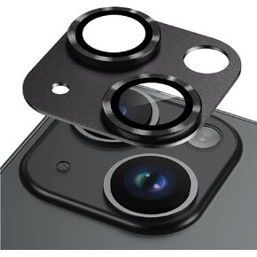 Korecase Camera Lens Protector for iPhone 14 /iPhone 14 Plus Metal Tempered Glass Camera Cover Film, Rear Lens Case Friendly for iPhone 14 /iPhone 14 Plus -Black