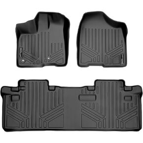SMARTLINER Custom Fit Floor Mats 2 Row Liner Set Black for 2013-2019 Toyota Sienna 8 Passenger Model