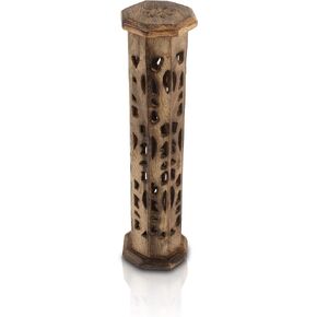 Wooden Incense Stick & Cone Burner Holder Tower Large Organic Eco Friendly Ash Catcher Agarbatti Holder Rustic Style Hand Carved for Meditation Yoga Aromatherapy Home Fragrance Products