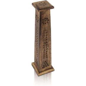 Wooden Incense Stick & Cone Burner Holder Tower Large Organic Eco Friendly Ash Catcher Agarbatti Holder Rustic Style Hand Carved for Meditation Yoga Aromatherapy Home Fragrance Products