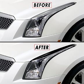 PreCut Vinyl Smoke Tint for 2013-2019 Cadillac ATS Headlight (2. Headlight Eyelid, Gloss Black) in Saudi Arabia