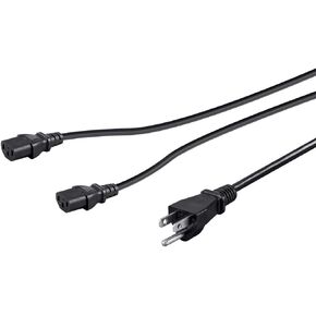 Monoprice Power Cord Splitter - NEMA 5-15P to 2X IEC 60320 C13, 10 Amp, 1250 Watt, 18AWG, 3 Feet, Black