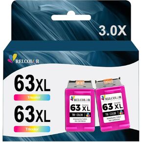 Remanufactured Ink Cartridge Replacement for HP 63XL 63 XL (Tricolor 2-Pack) for 3830 4650 4652 4655 5200 5252 5255 5258 4520 4512 1112 2132 3630 3632 Printer
