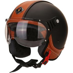 Open Face Motorcycle Helmet for Adults, DOT Approved,3/4 Retro Vespa Helmet, Dual Visors Men’s and Women’s Motorbike Casco for Moped Cruiser Bobber and Chopper