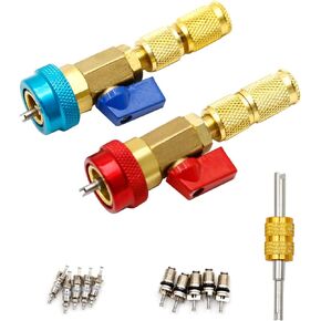 R134A Valve Core Quick Remover Installer, 2 Pack High Low Pressure Valve Core Remover Tool Kit for R13A R12 Refrigerant Air Conditioner System