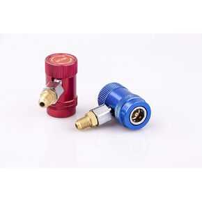 R1234yf Quick Couplers Adjustable Conneter Adapter, High/Low Side R1234yf Manual Couplers Connector Adapters with 1/4" Male Port for A/C Refrigerants Manifold Gauge Set