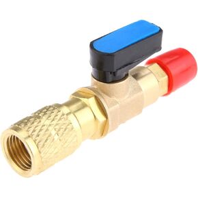 Refrigerant Ball Valve Adapter 1/4" SAE for Air Conditioner HVAC A/C Automotive Service Tools R410A R134A R22 R12 Brass HVAC A/C Straight Shut-Off Ball Valve Adapter