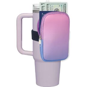 Water Bottle Pouch Compatible with Stanley Quencher Adventure Cup 20oz/30oz/40oz Stanley Fanny Pack Tumbler Pouch Gym Water Cup Bag with Strap for Phone,Cash,Card,Keys Stanley Accessories