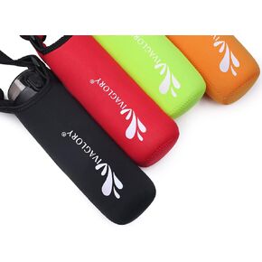 VIVAGLORY Neoprene Water Bottle Holder, Insulated Water Bottle Sling with Adjustable Shoulder Strap, Great for Stainless Steel & Plastic Bottles, Sport & Energy Drinks