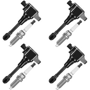 Ignition Coil Pack with 9029 Spark Plug Endxedo Set of 4 Iridium Spark Plugs and Ignition Coil Fits for Nissan Altima Versa Sentra Rogue Cube NV200 2.5L 1.8L 1.6L 2.0L L4 Replaces# UF549 & 9029