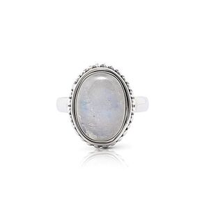 Oval Moonstone - 925 Sterling Silver Ring - BOHO Chic Jewelry - Fashionable and Stylish for Girls and Women with Velvet Gift Bag/Box - Made by Indian Artisans - Size 6-10