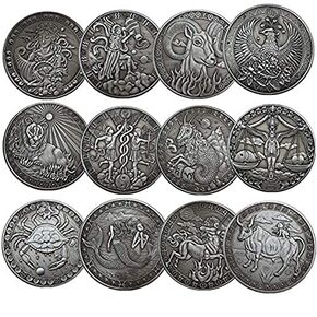 SPRMUD 12 Constellation Commemorative Coins Aries/Taurus/Gemini/Cancer/Leo/Virgo/Libra/Scorpio/Sagittarius/Capricorn/Aquarius/Pisces Souvenir Arts Collection-12 PCS (12 PCS Constellation)