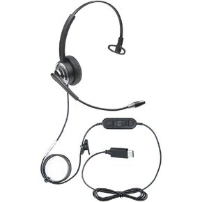 ECS WordCommander USB-C Voice Recognition Headset, Single Ear, Noise-Cancelling Boom Mic, Premium in-Line Sound Card, Pro-Flex Wire, Ideal for Voice-to-Text, Superior Audio Quality, Comfortable Fit in Kuwait
