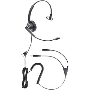 ECS WordCommander Dual 3.5mm Mic and Headset Plug Single Ear Voice Recognition Headset, Noise-Cancelling Boom Mic, Pro-Flex Wire, Ideal for Voice-to-Text, Superior Audio Quality, Comfortable Fit