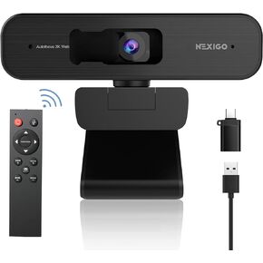 Zoom Certified, NexiGo N940P 2K Zoomable Webcam with Remote and Software Controls | Sony Sensor | 1080P@ 60FPS | 3X Zoom in | Dual Stereo Microphone, for Zoom/Skype/Teams/Webex (Black) (Renewed)