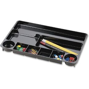 Officemate Recycled Plastic Desk Drawer Organizer, Nine Compartments, 14 X 9 X 1.13, Black