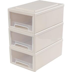 Oymlclivisa 3 Packs Stackable Plastic Storage Drawer, Desktop Stacking Drawers