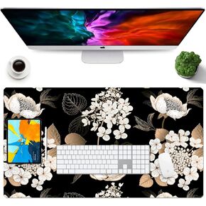 Desk Mat Desk Mouse Pad, Dual Side PU Leather Desk Pad for Keyboard and Mouse, Large Waterproof Desk Mat for Desktop, Desk Writing Mat for Office and Home (31.5''x15.8'', Green Marble)
