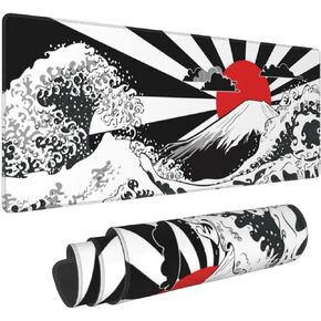 Japanese Cat Great Wave Purple Pink XXL XL Large Gaming Mouse Pad for Desk, Non-Slip Long Extended Keyboard Pads Mousepad Rubber Table Mat 31.5 X 11.8 Inch
