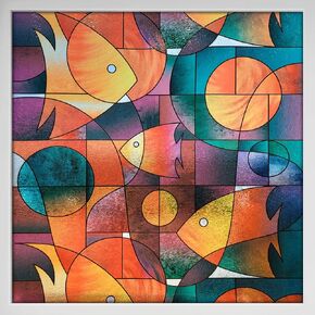 BDF 3FSH2 Window Film Fish Stained Glass - 36in X 60in (2 Continuous Patterns)