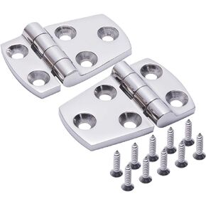 Boat Shortside Hinges,316 Stainless Steel Mirror Polished Marine Heavy Duty Hinges 1-1/2 Inch x 2-1/4 Inch,Pack of 2, Include Installation Screws