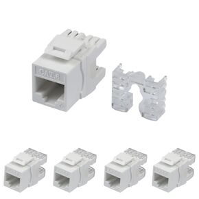 10 عبوات من مقبس RJ45 Keystone، ومقابس Cat6 Keystone باللون الأبيض، وحامل Keystone Punch-Down، ومقبس إيثرنت معياري UTP إدراج 90 درجة،