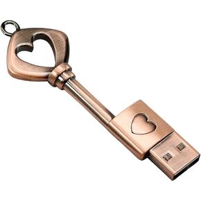 64GB USB 2.0 Flash Drive,Cute Key USB Flash Drive with Heart Shape,Keychain exFat Thumb Drive Jump Drive,Ideal Gift for Anniversary/Birthday/Photographer/Wedding