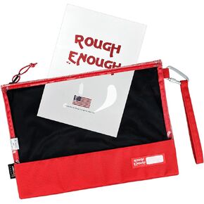 Rough Enough Clear File Folder Organizer Document Holder Pouch for Legal Size A4 Paper Teacher Office with Keychain Zipper Red