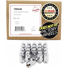 Wheel Accessories Parts 20 Pcs M14x1.5 14x1.5 Thread Bulge Acorn 1.90" Long Lug Nuts Chrome 3/4" 19mm Hex Fits 1988-99 Chevy C1500 GMC 1500 2012-18 Ram 1500 2019+ Ram 1500 Classic