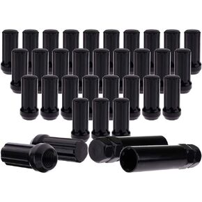 SCITOO 32PCS+2Keys Black Wheel Lug Nuts Spline Closed End Socket Thread 14x2 Lug nut for Ford Excursion for Ford F-250 Super Duty for Ford F-350