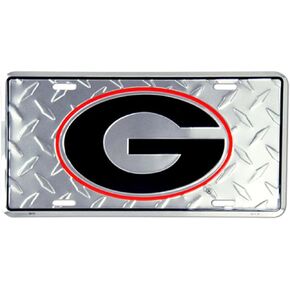 لوحة ترخيص معدنية منقوشة بالألماس من Hangtime Georgia Bulldogs مقاس 6 × 12