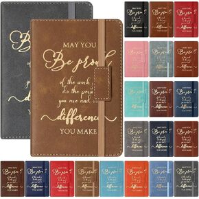24 Pcs Thank You Gifts A6 Leather Journal Bulk May You Be Proud of The Work Appreciation Employee Gifts Small Notepad Inspirational Notebooks for Men Women Coworker (Black,Thank You)