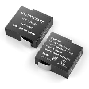 بطارية FirstPower 360 Ace Pro متوافقة مع Insta360 Ace Pro، كاميرا Insta360 Ace Action، عبوتان بديلتان بقدرة 1800 مللي أمبير في الساعة Insta360 Ace Pro/Ace مع حقيبة تخزين البطارية in Kuwait