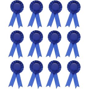 PATIKIL Blank Award Ribbon, 12 Pcs Rosette Ribbon Honorable Prize Recognition Ribbon for DIY, Party, Wedding, Competition, Sport, Blue