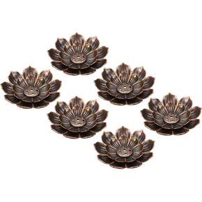 PATIKIL Lotus Incense Stick Holder, 6 Pack Incense Burner Plate Holder Alloy Incense Base Stand for Yoga Spa Room Home Office, Gold Tone 2.2"