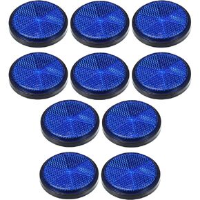 X AUTOHAUX 10 Pcs Universal Round Shape Reflector for Motorcycle Garbage Cans Car Trailer Truck and Bike Blue