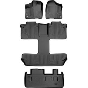 SMARTLINER Custom Floor Mats 3 Rows and Cargo Liner Behind 3rd Row Set Black for 2013-2020 Toyota Sienna 7 Passenger Model.